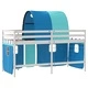 Детско високо легло с тунел, синьо, 80x200 см, бор масив