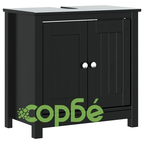 Комплект мебели за баня от 2 части BERG черен бор масив ➤ топ цена ➤ sorbe.bg