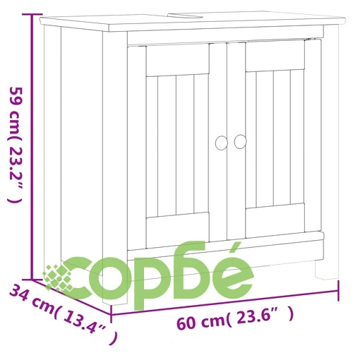 Комплект мебели за баня от 3 части BERG черен бор масив ➤ топ цена ➤ sorbe.bg