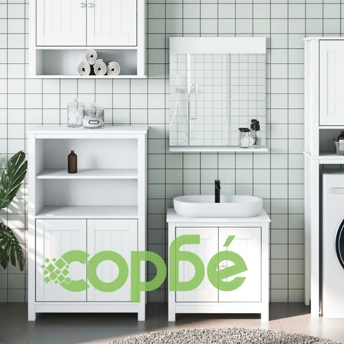 Комплект мебели за баня от 3 части BERG бял бор масив ➤ топ цена ➤ sorbe.bg