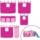 Детско високо легло със завеси розово 90x190 см бор масив