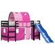 Детско високо легло с тунел, розово, 80x200 см, бор масив