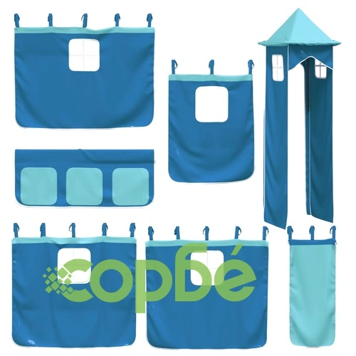 Детско високо легло с кула, синьо, 90x190 см, бор масив ➤ топ цена ➤ sorbe.bg