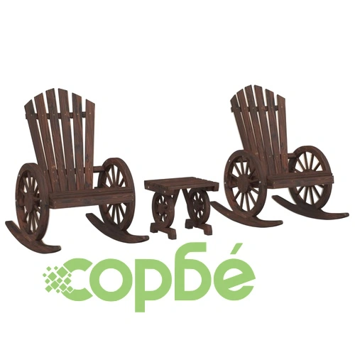 Градински лаундж комплект, 3 части, масивно чамово дърво ➤ топ цена ➤ sorbe.bg