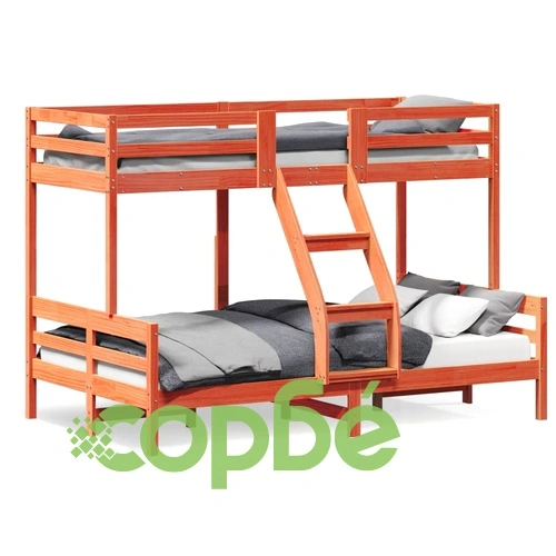 Двуетажно легло, 80x200/120x200 см, восъчнокафяво, бор масив ➤ топ цена ➤ sorbe.bg