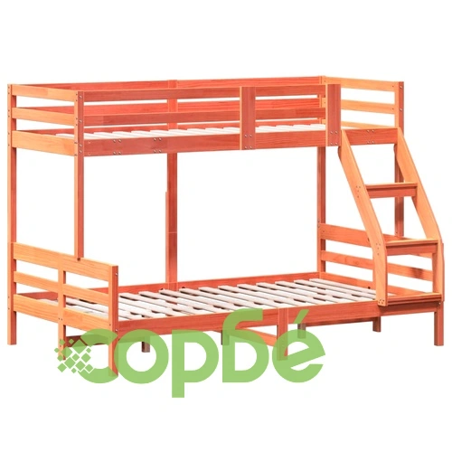 Двуетажно легло, 80x200/120x200 см, восъчнокафяво, бор масив ➤ топ цена ➤ sorbe.bg