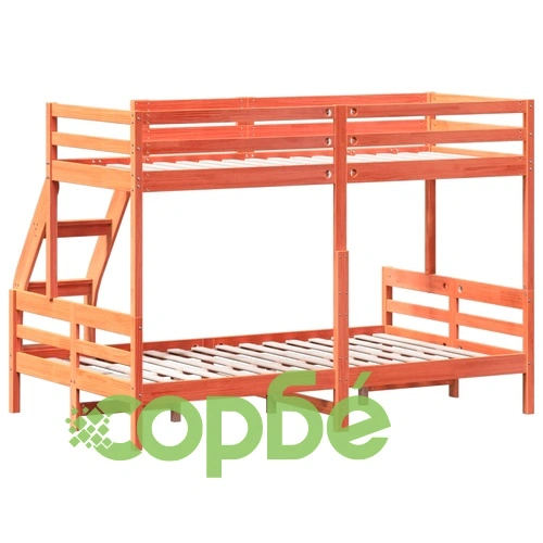 Двуетажно легло, 80x200/120x200 см, восъчнокафяво, бор масив ➤ топ цена ➤ sorbe.bg