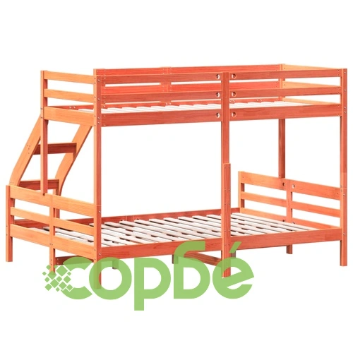 Двуетажно легло, 80x200/140x200 см, восъчнокафяво, бор масив ➤ топ цена ➤ sorbe.bg