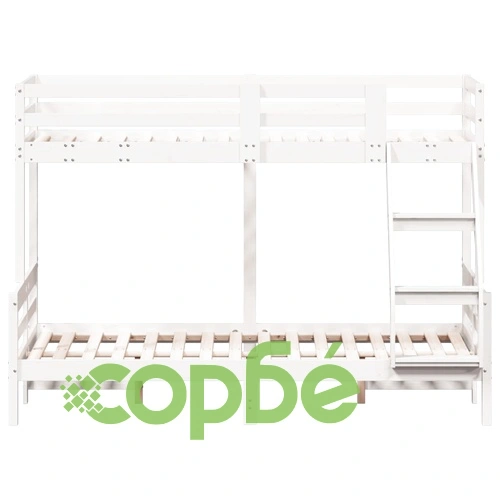 Двуетажно легло, 90x200/120x200 см, бяло, борово дърво масив ➤ топ цена ➤ sorbe.bg