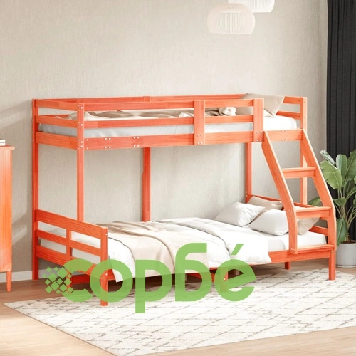 Двуетажно легло, 90x200/120x200 см, восъчнокафяво, бор масив ➤ топ цена ➤ sorbe.bg