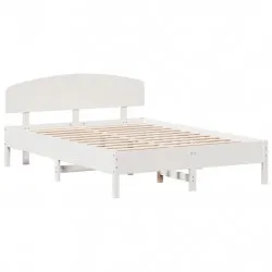 Рамка за легло с табла, бяла, 160х200 см, бор масив