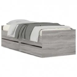 Рамка за легло с чекмеджета сив сонома 75x190 см Small Single