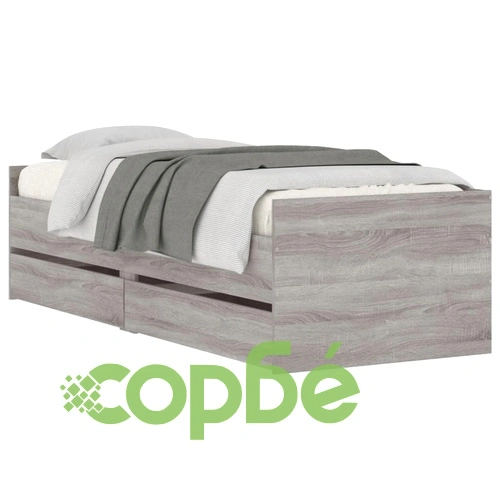 Рамка за легло с чекмеджета сив сонома 75x190 см Small Single ➤ топ цена ➤ sorbe.bg