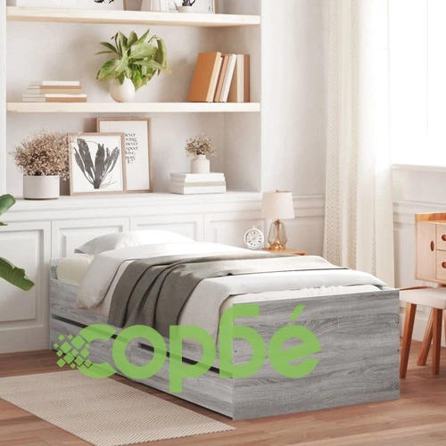 Рамка за легло с чекмеджета сив сонома 75x190 см Small Single ➤ топ цена ➤ sorbe.bg