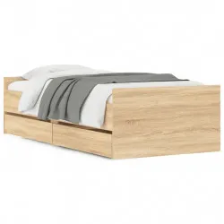 Рамка за легло с чекмеджета, дъб сонома, 90x190 см