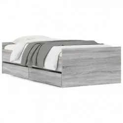 Рамка за легло с чекмеджета, сив сонома, 90x190 см