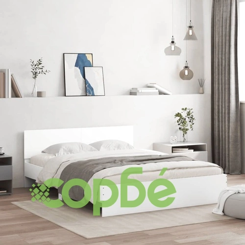 Рамка за легло с табла, бяла, 140x190 см ➤ топ цена ➤ sorbe.bg