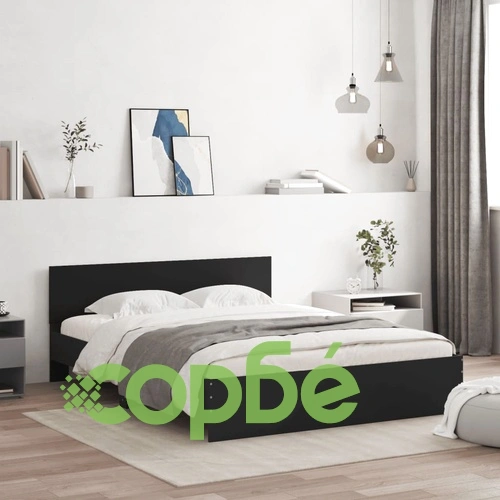 Рамка за легло с табла, черна, 140x190 см ➤ топ цена ➤ sorbe.bg