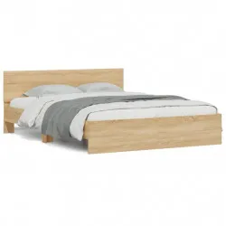 Рамка за легло с табла, сонома дъб, 140x190 см