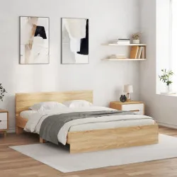 Рамка за легло с табла, сонома дъб, 140x190 см