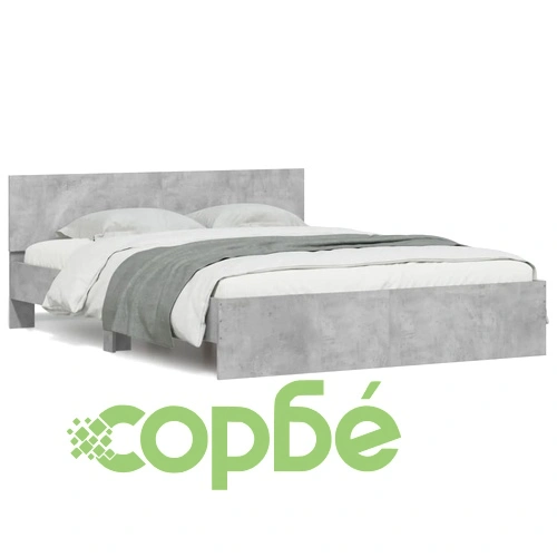 Рамка за легло с табла, бетонно сива, 140x190 см ➤ топ цена ➤ sorbe.bg