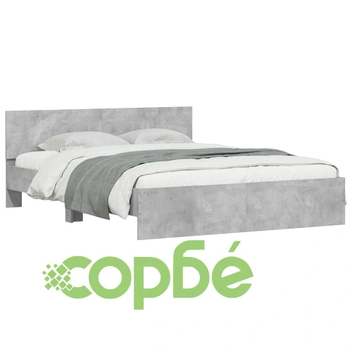 Рамка за легло с табла, бетонно сива, 140x190 см ➤ топ цена ➤ sorbe.bg