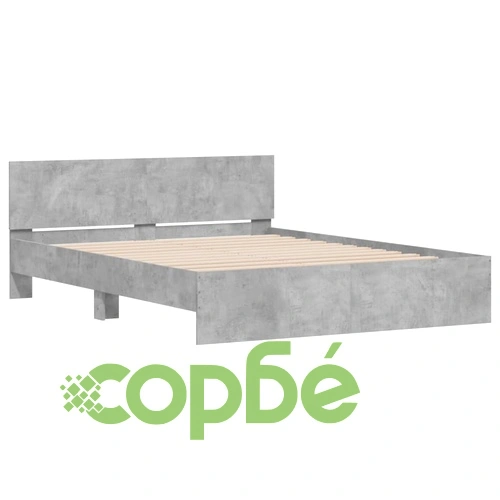 Рамка за легло с табла, бетонно сива, 140x190 см ➤ топ цена ➤ sorbe.bg