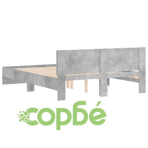 Рамка за легло с табла, бетонно сива, 140x190 см ➤ топ цена ➤ sorbe.bg