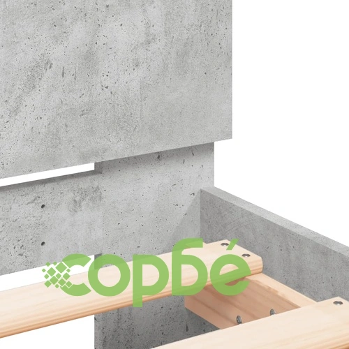 Рамка за легло с табла, бетонно сива, 140x190 см ➤ топ цена ➤ sorbe.bg