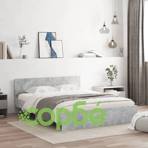 Рамка за легло с табла, бетонно сива, 140x190 см ➤ топ цена ➤ sorbe.bg