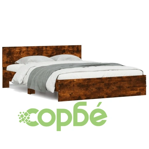 Рамка за легло с табла, опушен дъб, 140x190 см ➤ топ цена ➤ sorbe.bg