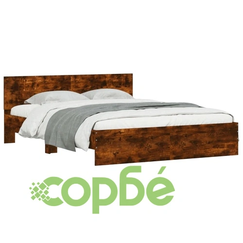 Рамка за легло с табла, опушен дъб, 140x190 см ➤ топ цена ➤ sorbe.bg