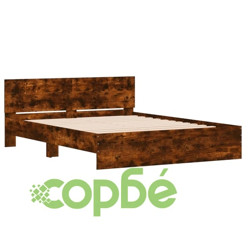 Рамка за легло с табла, опушен дъб, 140x190 см ➤ топ цена ➤ sorbe.bg