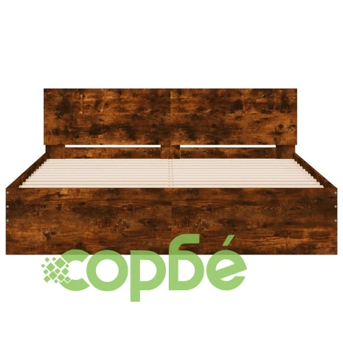 Рамка за легло с табла, опушен дъб, 140x190 см ➤ топ цена ➤ sorbe.bg