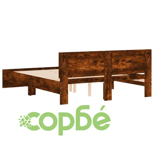 Рамка за легло с табла, опушен дъб, 140x190 см ➤ топ цена ➤ sorbe.bg