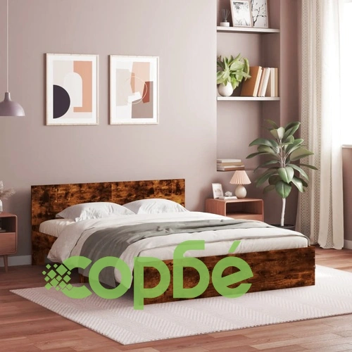 Рамка за легло с табла, опушен дъб, 140x190 см ➤ топ цена ➤ sorbe.bg