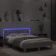 Рамка за легло с табла и LED, сив сонома, 120x200 см