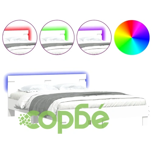 Рамка за легло с горна табла и LED, бяла, 140x190 см ➤ топ цена ➤ sorbe.bg
