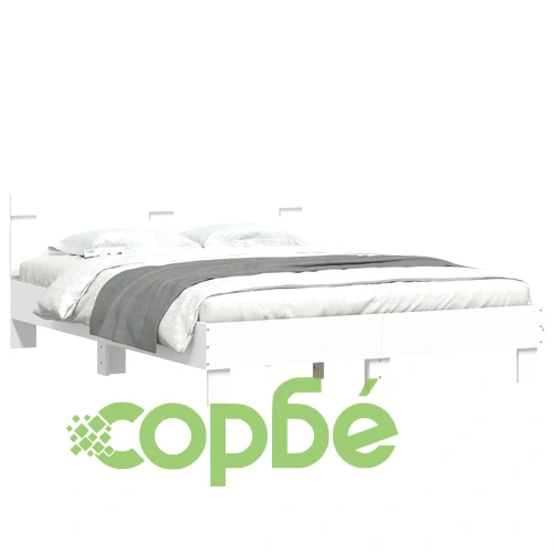 Рамка за легло с горна табла и LED, бяла, 140x190 см ➤ топ цена ➤ sorbe.bg