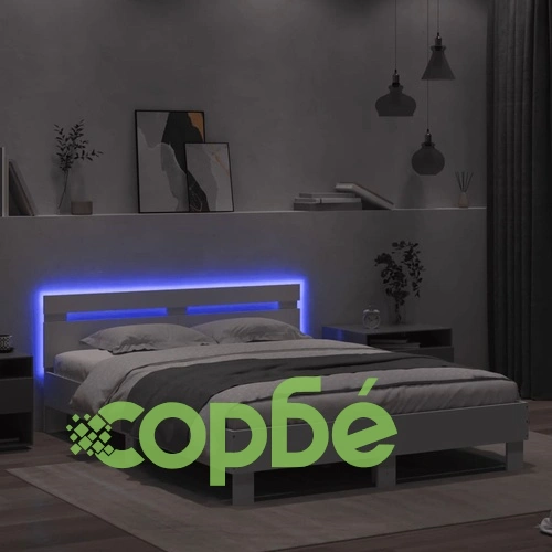 Рамка за легло с горна табла и LED, бяла, 140x190 см ➤ топ цена ➤ sorbe.bg