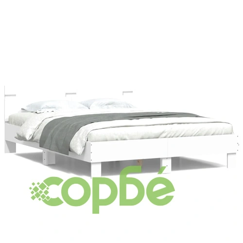 Рамка за легло с горна табла и LED, бяла, 140x190 см ➤ топ цена ➤ sorbe.bg