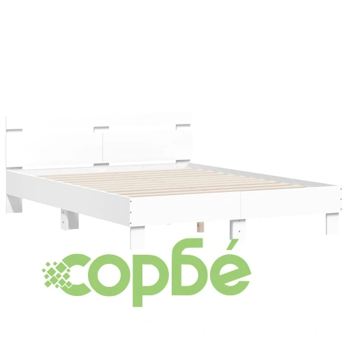 Рамка за легло с горна табла и LED, бяла, 140x190 см ➤ топ цена ➤ sorbe.bg