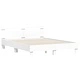 Рамка за легло с горна табла и LED, бяла, 140x190 см