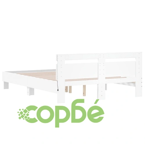 Рамка за легло с горна табла и LED, бяла, 140x190 см ➤ топ цена ➤ sorbe.bg