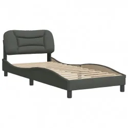 Рамка за легло с табла, тъмносива,90x200 см плат
