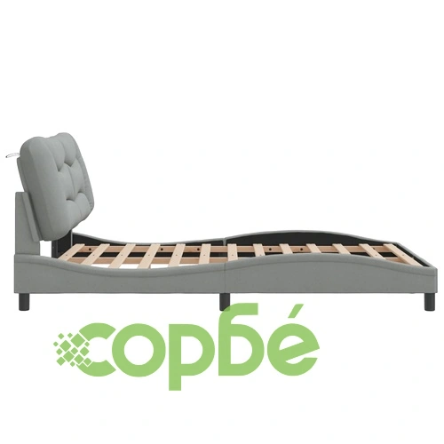 Рамка за легло без матрак, светлосив, 140x190 см, плат ➤ топ цена ➤ sorbe.bg