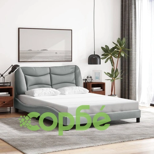 Рамка за легло без матрак, светлосив, 140x190 см, плат ➤ топ цена ➤ sorbe.bg