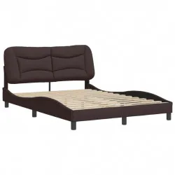 Рамка за легло с табла, тъмнокафява, 140x190 см плат