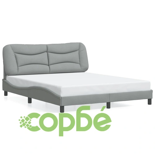 Рамка за легло без матрак, светлосива, 160x200 см, плат ➤ топ цена ➤ sorbe.bg