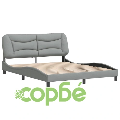 Рамка за легло без матрак, светлосива, 160x200 см, плат ➤ топ цена ➤ sorbe.bg